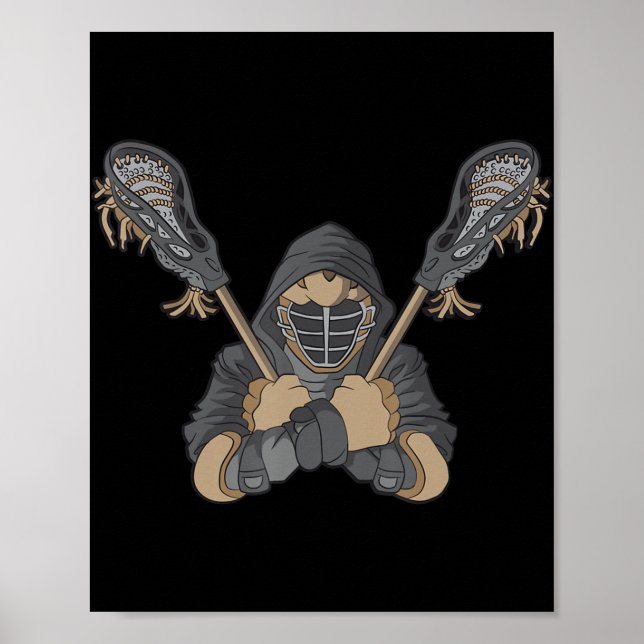 Lacrosse Vintage Retro Lacrosse Stick illustration Poster (Front)