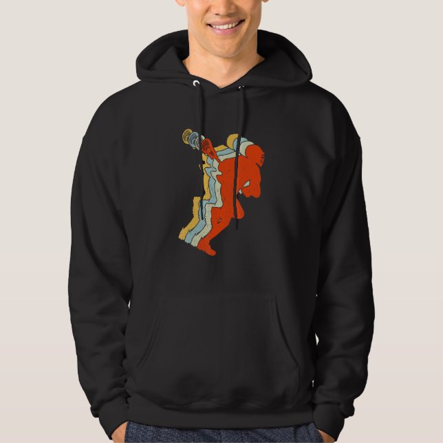 Lacrosse Vintage Retro Lacrosse Stick Sunset 1 Hoodie (Front)