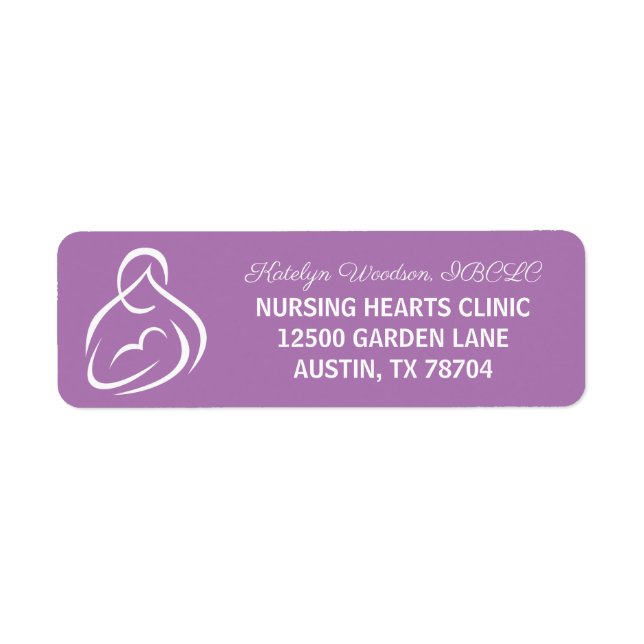 Lactation Consultant Clinic Purple Return Address Label (Front)