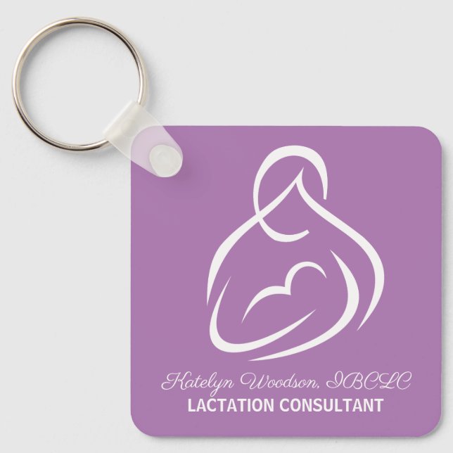 Lactation Consultant Custom Breastfeeding Purple Key Ring (Front)