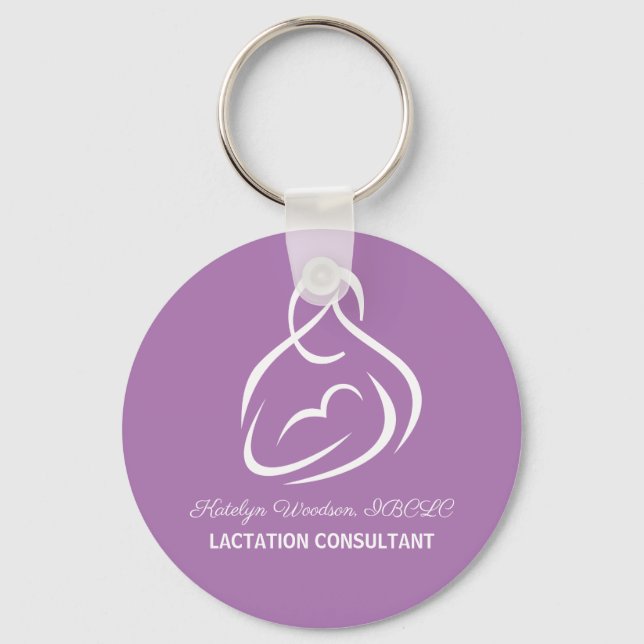 Lactation Consultant Custom Purple Breastfeeding Key Ring (Front)