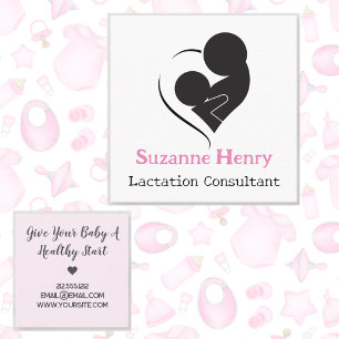 Lactation Consultant Nursing Baby Pink Square Business Card