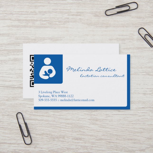 Lactation Consultant w/ QR Code Business Card (Front/Back In Situ)