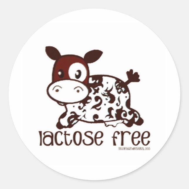 Lactose Free Brown Cow Classic Round Sticker (Front)