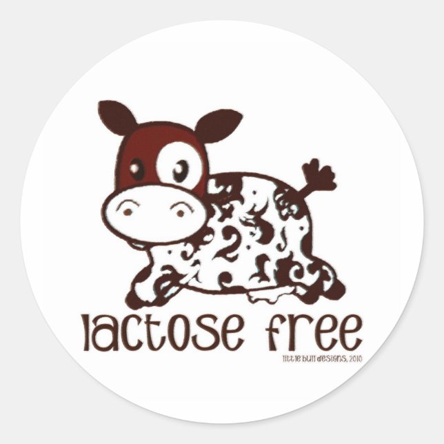 Lactose Free Brown Cow Classic Round Sticker (Front)