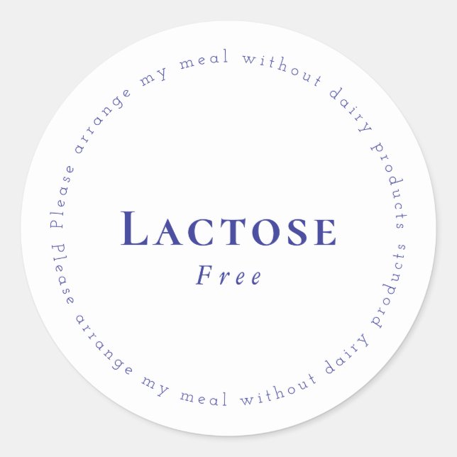 Lactose-Free Request Sticker, White - Navy Classic Round Sticker (Front)