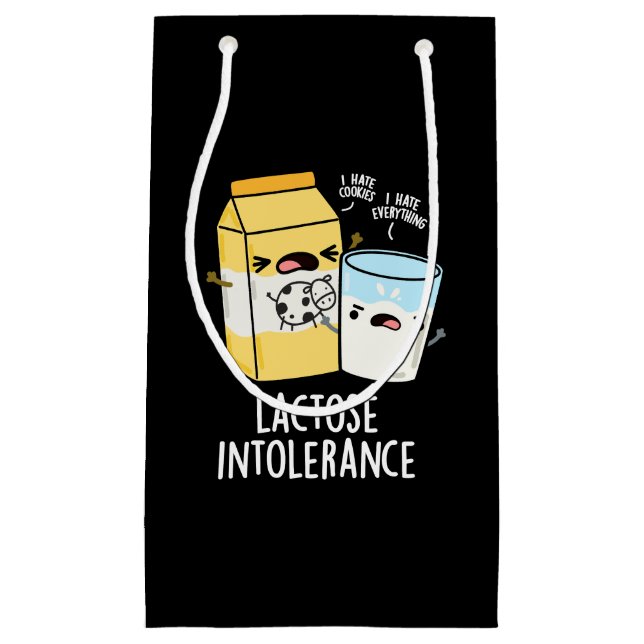 Lactose Intolerance Funny Milk Pun Dark BG Small Gift Bag (Front)