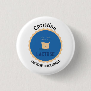 Lactose Intolerant Alert Editable Name 3 Cm Round Badge