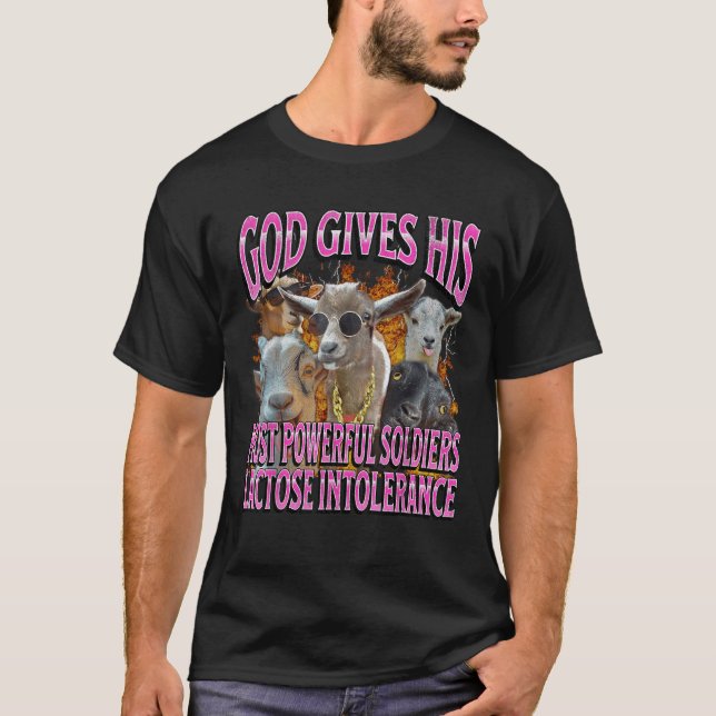 Lactose Intolerant Funny Goat Adult Humour Meme Bo T-Shirt (Front)