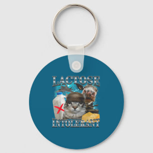 Lactose Intolerant Silly Cat Meme Funny Saying Cat Key Ring
