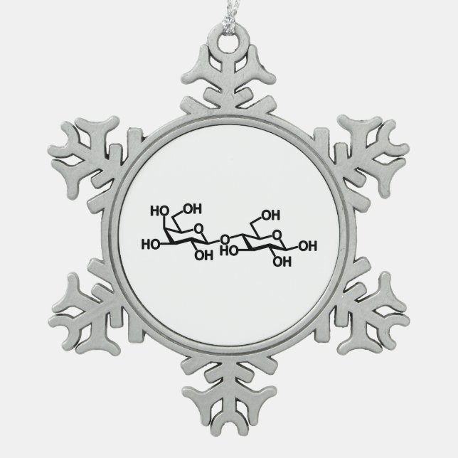 Lactose Milk Structure Snowflake Pewter Christmas Ornament (Front)