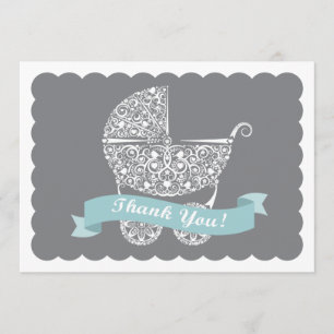 Lacy Baby Carriage Thank You Note Card