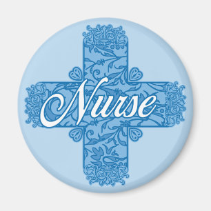 Lacy Blue Nurse Cross Magnet