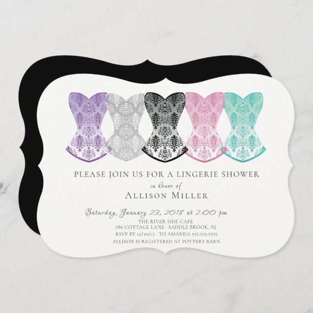 Lacy Corsets Lingerie Shower Invitation (Front/Back)