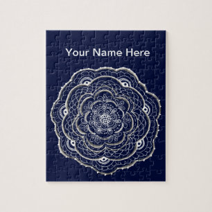 Lacy Crochet Look Doily Hand Drawn Flower Doodle Jigsaw Puzzle