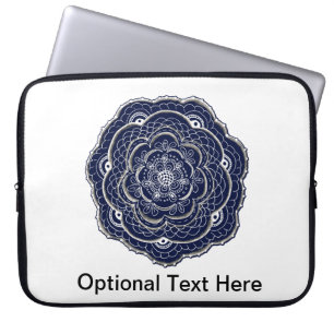 Lacy Crochet Look Doily Hand Drawn Flower Doodle Laptop Sleeve