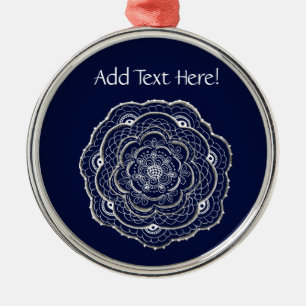 Lacy Crochet Look Doily Hand Drawn Flower Doodle Metal Tree Decoration