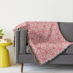 Lacy cutwork - white over azalea pink throw blanket