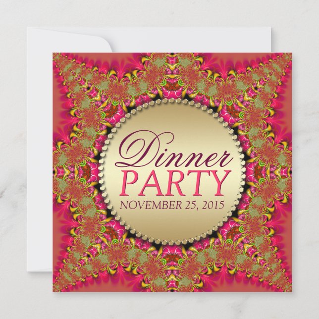Lacy Eastern Fusion Dinner Party Invitations (Front)