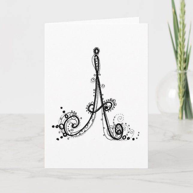 Lacy, elegant hand-illustrated initial -Letter A Note Card (Front)