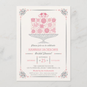 Lacy Flower Cake Bridal Shower Invitation