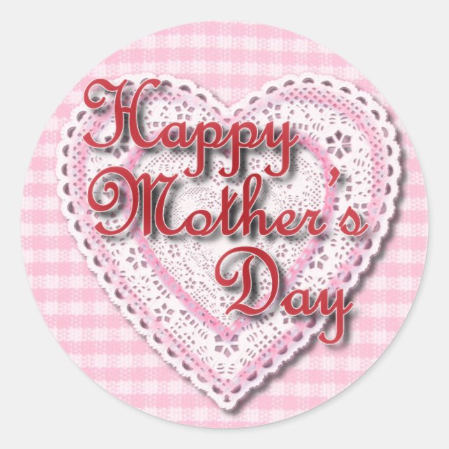 Lacy heart for Mum on Mother's Day Classic Round Sticker (Front)
