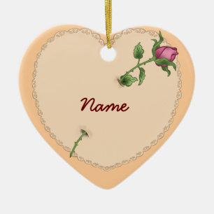 Lacy Heart Rose custom ornaments