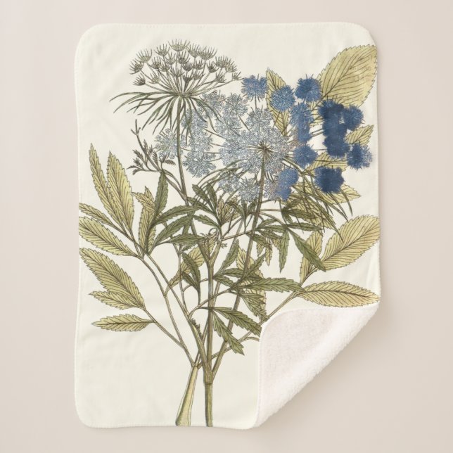 Lacy Leaves - Flowers and Greenery Sherpa Blanket (Front)