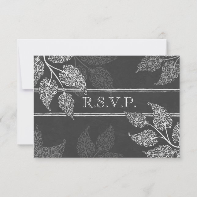 Lacy Leaves Wedding RSVP Card (Front)