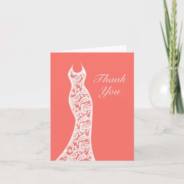 Lacy Living Coral Thank You Card (Front)