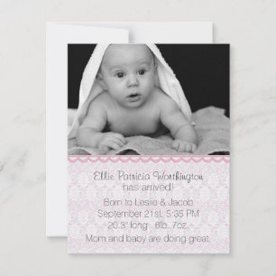 Lacy Look Baby Girl Birth Announcement
