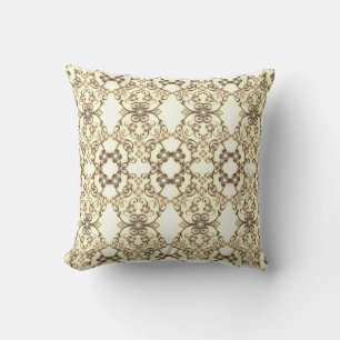 Lacy Look of Flowers Golden Sepia Cushion