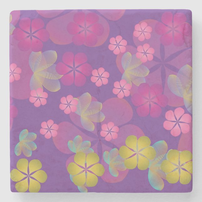 Lacy Lotus Purple Stone Coaster (Front)