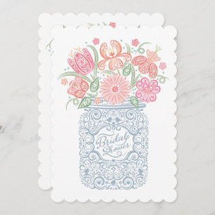 Lacy Mason Jar Bridal Shower Invitation