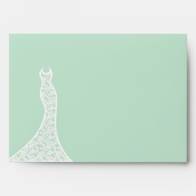 Lacy Mint Bridal Shower Envelope (Front)