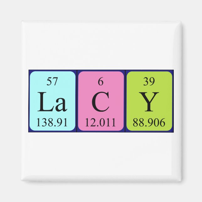 Lacy periodic table name magnet (Front)