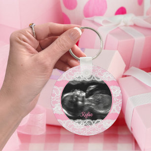 Lacy Pink Ultrasound Key Ring