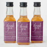 Lacy Silver Cassis Purple Wedding Thank You Mini