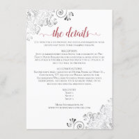 Lacy Silver Red Calligraphy White Wedding Details