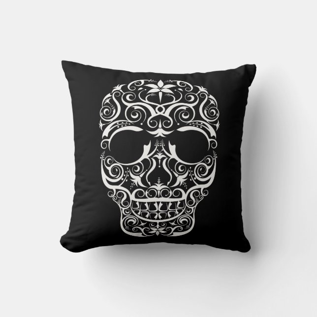 Lacy Stylised Skull Pillow (Front)