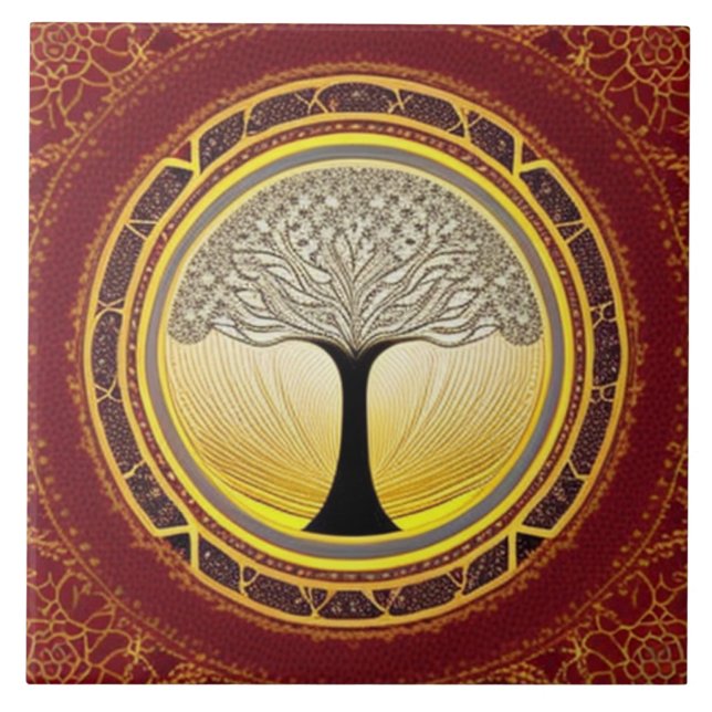 Lacy Tree of Life  Ceramic Tile (Front)