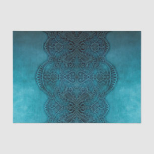 Lacy Turquoise Grunge Decoupage Tissue Paper