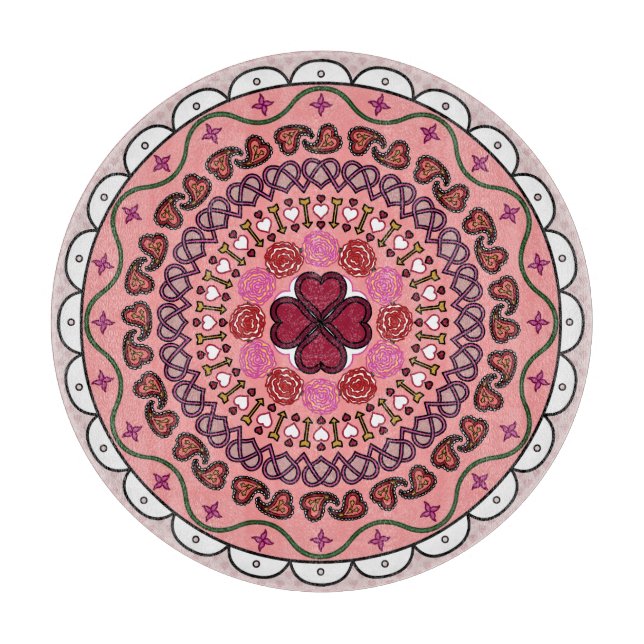 Lacy Valentine's Day Glass Cutting Board (Front)