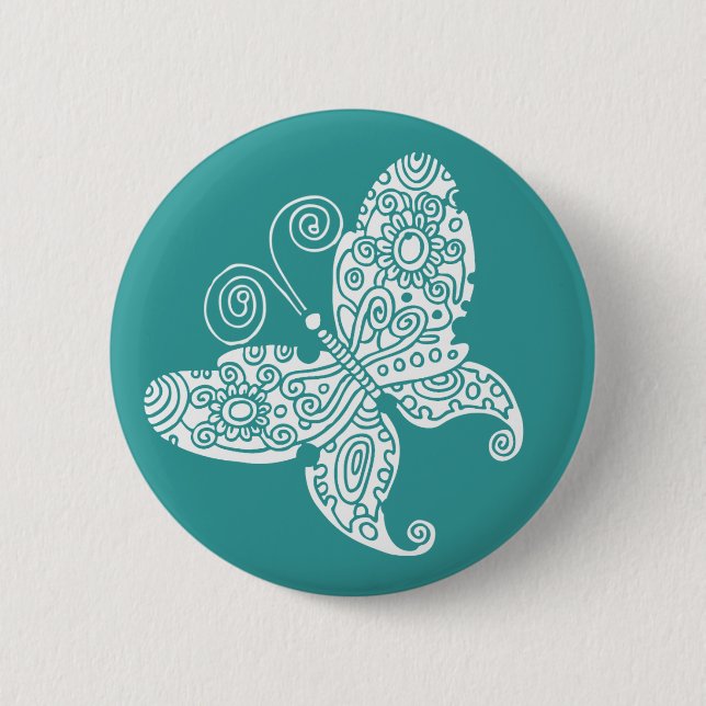 Lacy White Butterfly 6 Cm Round Badge (Front)