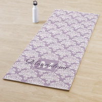 Lacy White Damask on Lavender Monogrammed