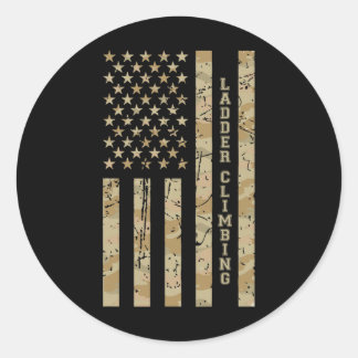 Ladder Climbing Sport Fitness Desert Camo Distress Classic Round Sticker