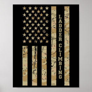 Ladder Climbing Sport Fitness Desert Camo Distress Poster