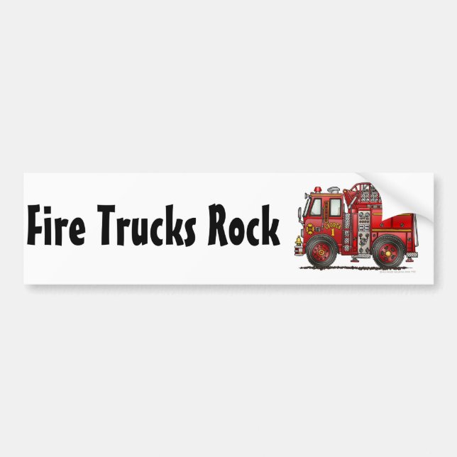 "Ladder Fire Truck, Fire Trucks Rock Bumper Sticke Bumper Sticker (Front)