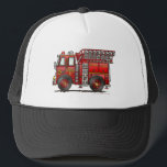 Ladder Fire Truck Firefighter Trucker Hat<br><div class="desc">Little matches the excitement surrounding emergency vehicles! Zazzle is proud to offer this large selection of customisable items with this ladder fire truck image by artist Richard Neuman. His uniquely styled images which combines detail with a touch of whimsy is collected worldwide.</div>
