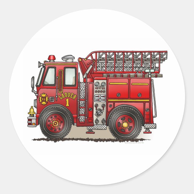 Ladder Fire Truck Sticker (Front)